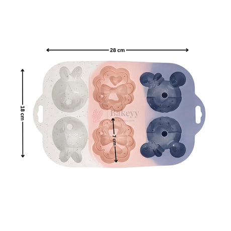 6 Cavity | Bunny & Bow Floral Donut Silicone Chocolate Mould | Pack of 1