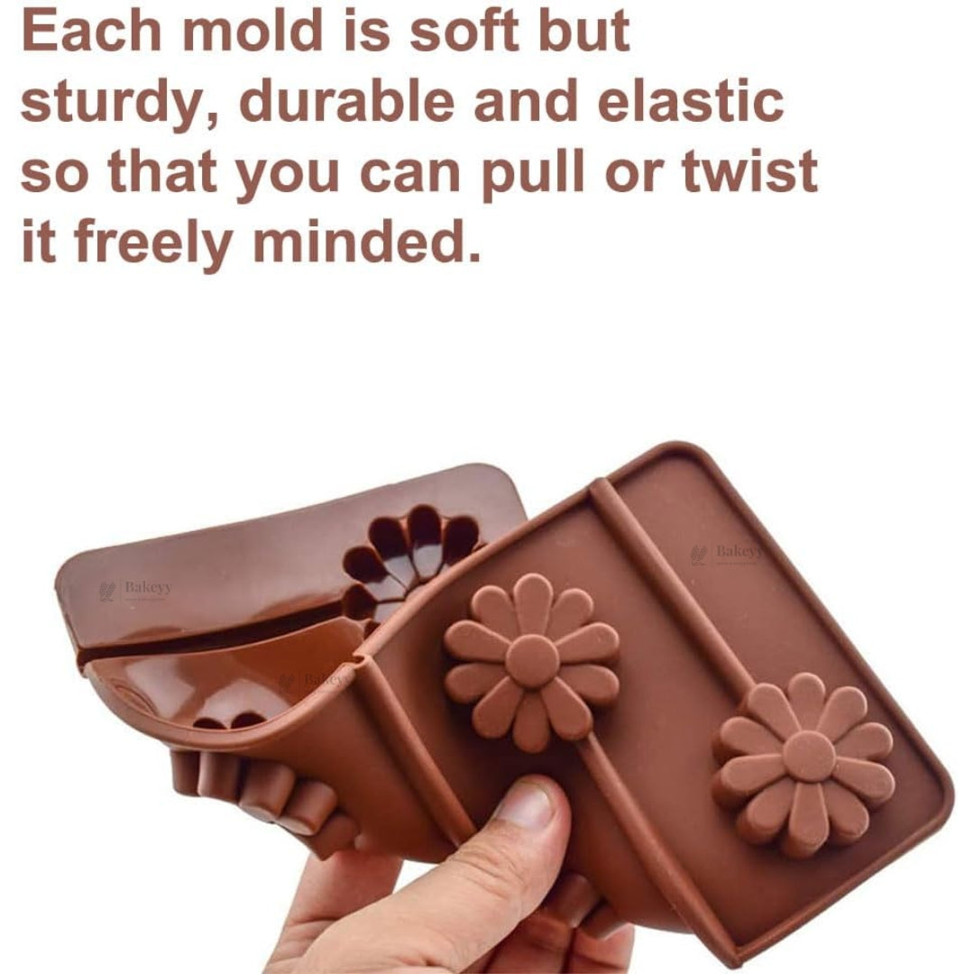 6 Cavity | Daisy Flower Lollipop Silicone Chocolate Mould | Pack of 1 