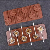 6 Cavity | Daisy Flower Lollipop Silicone Chocolate Mould | Pack of 1 