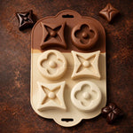 6CavityDesignerStar_QuatrefoilSiliconeChocolateMould - Bakeyy.com