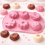 6CavityFloralDessertSiliconeChocolateMould - Bakeyy.com
