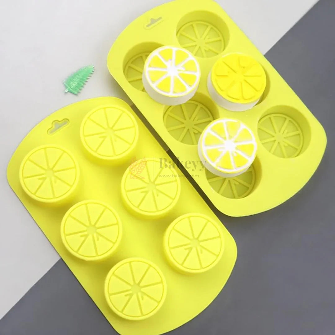 6CavityLemonSliceRoundSiliconeChocolateMould - Bakeyy.com