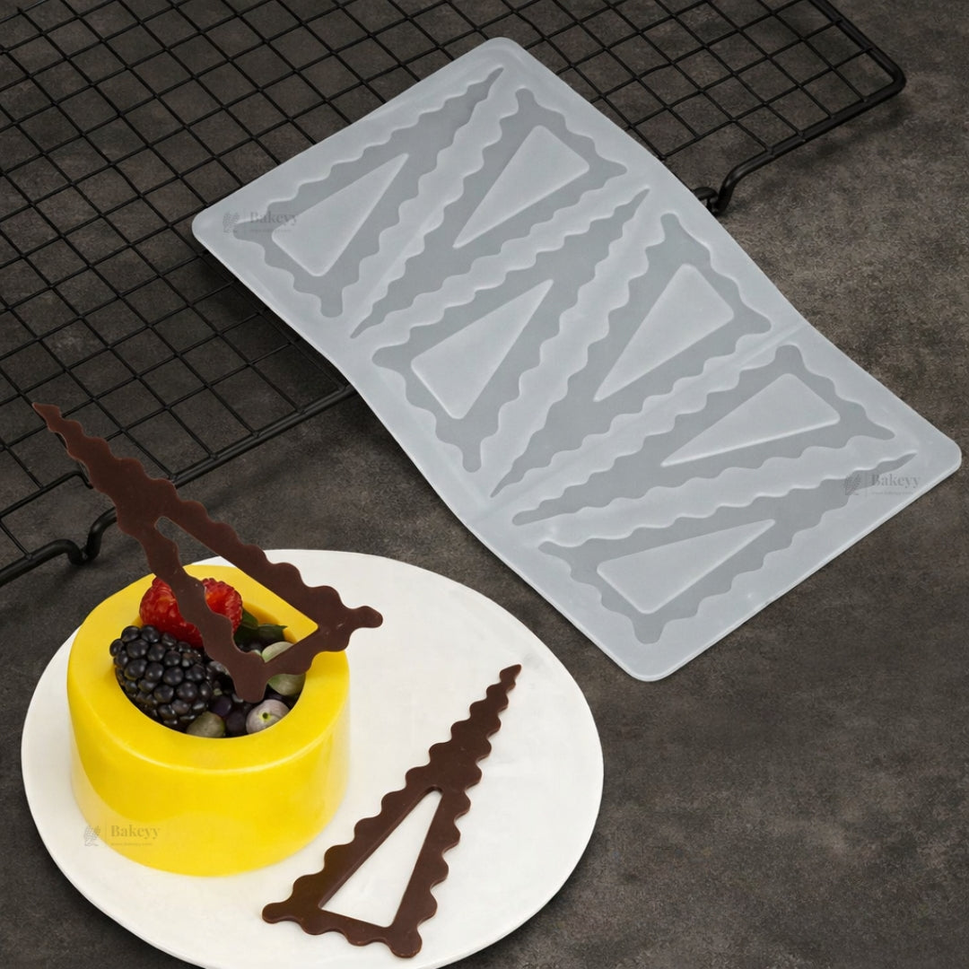 6 Cavity Scalloped Triangle Frame Silicone Mould | Decorative Open Center Design | Pack of 1 