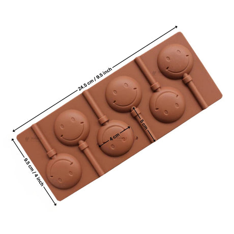 6 Cavity | Smiley Face Lollipop Silicone Chocolate Mould | Pack of 1