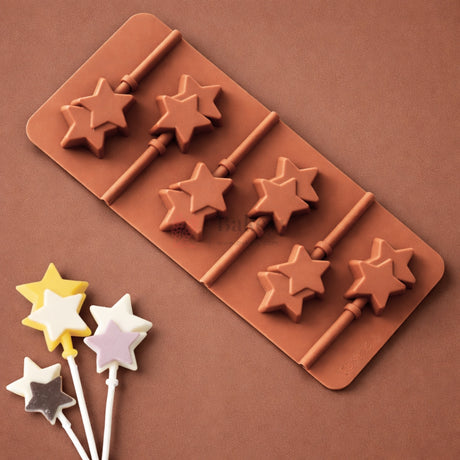 6 Cavity Star Lollipop Silicone Chocolate Mould | Pack of 1