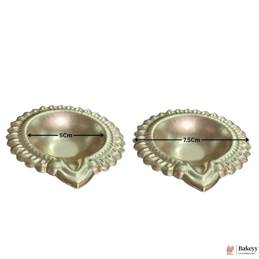 Traditional Golden Metal Diya (Pack of 2)