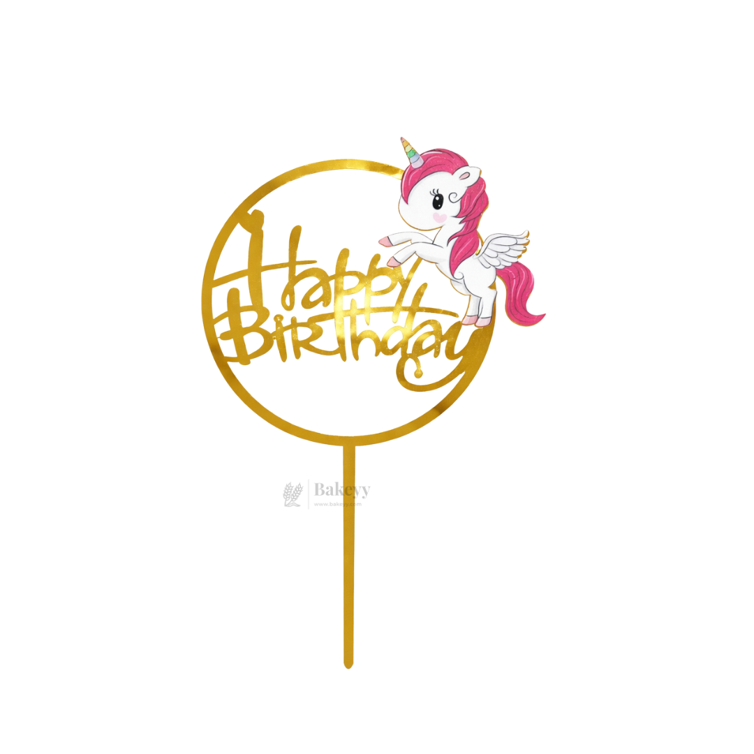 6 Inch | Kids Cartoon Happy Birthday Cake Topper | Gold Cartoon Theme | Pack of 5