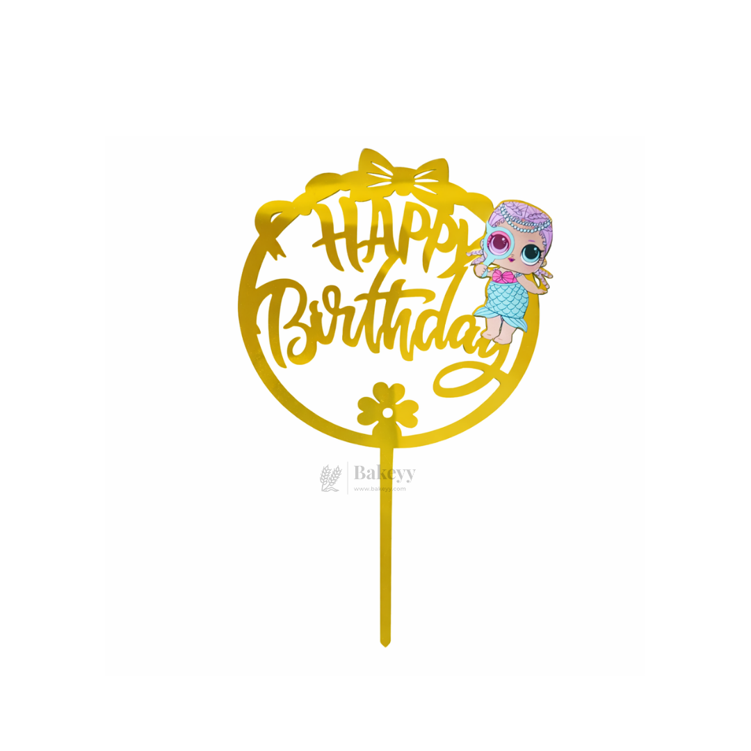 6 Inch | Kids Cartoon Happy Birthday Cake Topper | Gold Cartoon Theme | Pack of 5