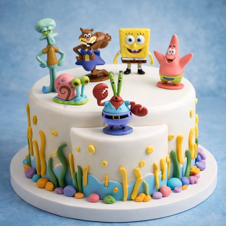 6 Pc Spongebob Character Theme Cake Topper Set | Cartoon Topper | Party Decoration | Pack of 1
