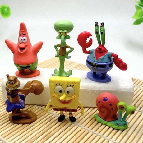 6 Pc Spongebob Character Theme Cake Topper Set | Cartoon Topper | Party Decoration | Pack of 1