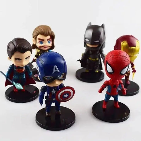 6 Pc Superhero Theme Doll Cake Topper Set | Avengers Style Figures | Party Decoration | Pack of 1