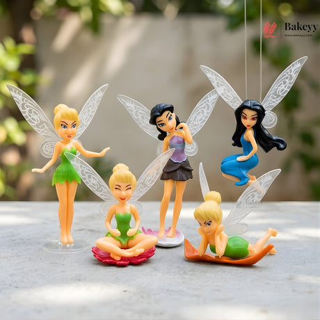 6 Pc Tinker Bell Theme Cake Topper Set | Fairy Topper | Party Decoration | Pack of 1