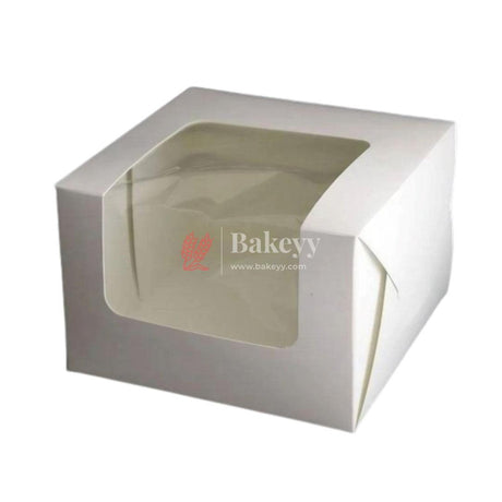 10x10x5 inch Plain Cake Box With Window | Birthday Cake boxes - Bakeyy.com - India - 10x10x5 inch Plain Cake Box With Window | Birthday Cake boxes - Pack of 50 / 10x10x5