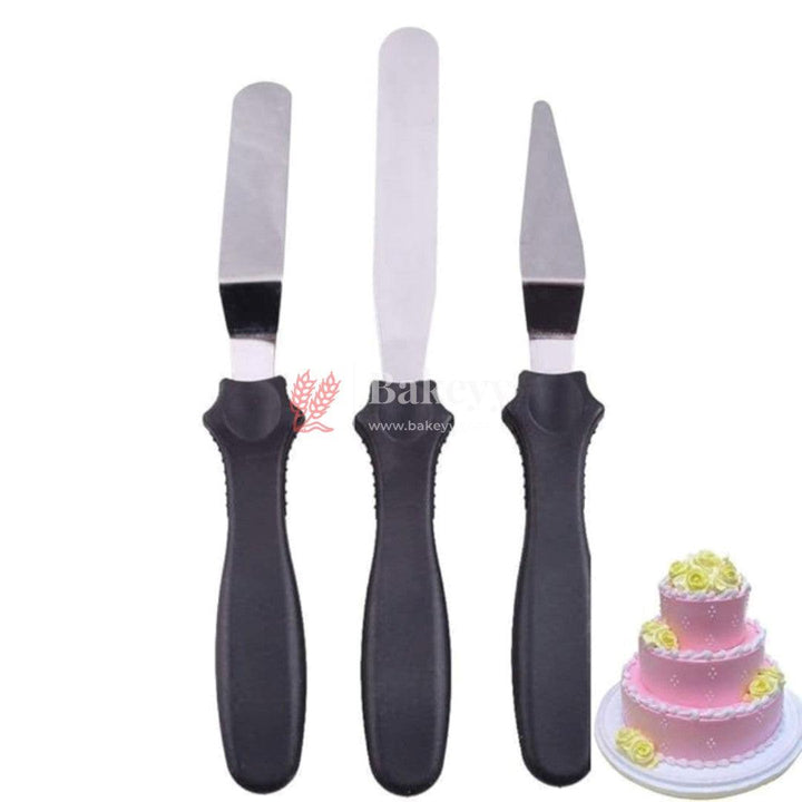 3-in-1 Multi-Function Spatula | Stainless Steel Cake Icing Spatula Knife Set | 3-Pieces | Multicolor - Bakeyy.com