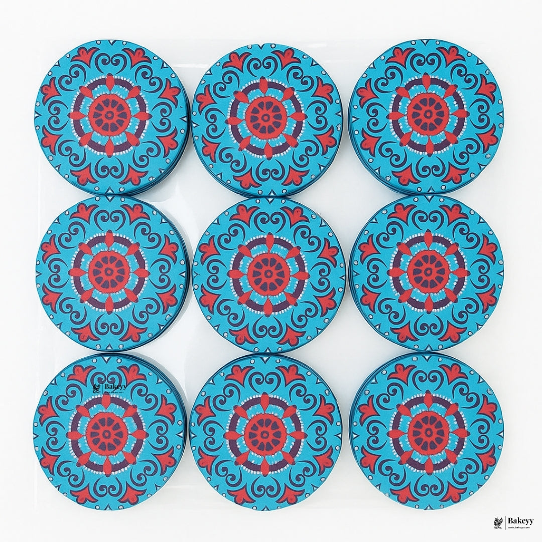 Mini Printed Matka | Random Design Round Decorative Boxes| Candle Tin Box| Pack of 12