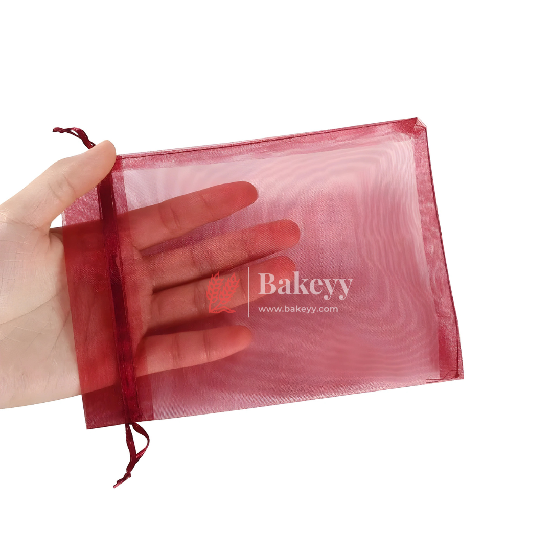 10x14 CM | Organza Potli Bags | Rose Red Colour |100 g | Candy Bag | Pack of 100|