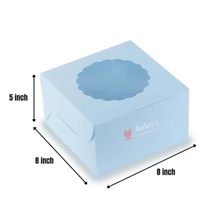 8x8x5 inch Blue Cake Box With Window | Birthday Cake boxes | Pack Of 25 | - Bakeyy.com - India - 8x8x5 inch Blue Cake Box With Window | Birthday Cake boxes | Pack Of 25 | - Default Title