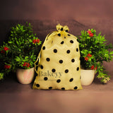 16x20 CM | Polka Dots Organza Potli Bags | Pack of 50 | Lime Yellow Color | Candy Bag