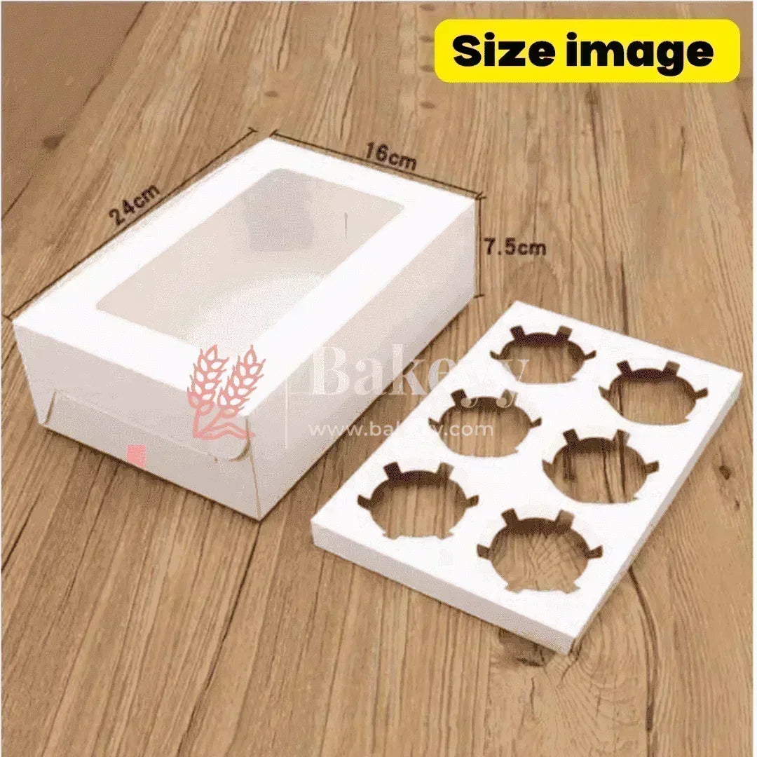 6 Cupcake Box | With Window | Gold Color | - Bakeyy.com - India - 6 Cupcake Box | With Window | Gold Color | - Pack of 10