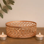 6_Inch_Elegant_Rose_Gold_Plated_Decorative_Pooja_Thali_Decorative_Tray - Bakeyy.com
