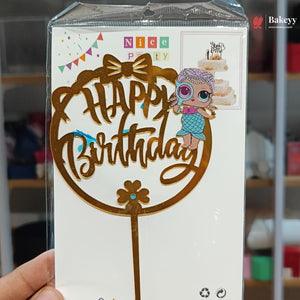 6 Inch | Kids Cartoon Happy Birthday Cake Topper | Gold Cartoon Theme | Pack of 5