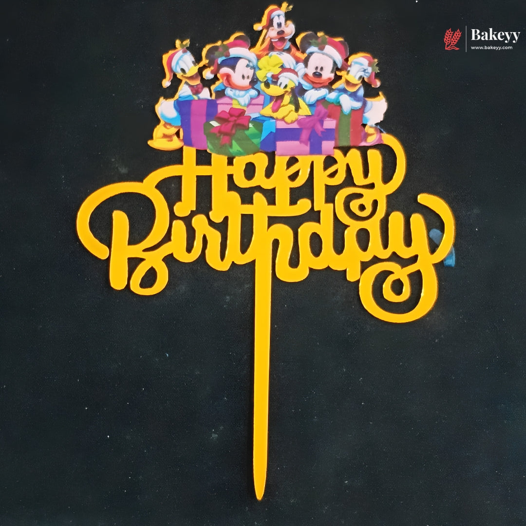 6 Inch | Kids Cartoon Happy Birthday Cake Topper | Gold Cartoon Theme | Pack of 5