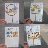 6 Inch | Kids Cartoon Happy Birthday Cake Topper | Gold Cartoon Theme | Pack of 5