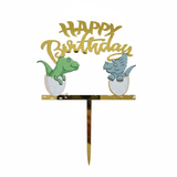 6 Inch | Kids Cartoon Happy Birthday Cake Topper | Gold Cartoon Theme | Pack of 5