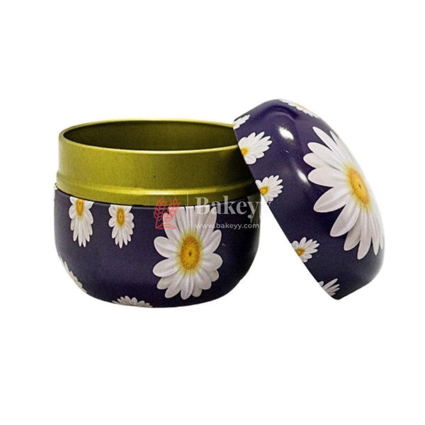 Floral Empty Candle Tin Candle Round Shaped Decorative Boxes | Candle Tin Box | Pack of 5 | - Bakeyy.com - India - Floral Empty Candle Tin Candle Round Shaped Decorative Boxes | Candle Tin Box | Pack of 5 | - Default Title