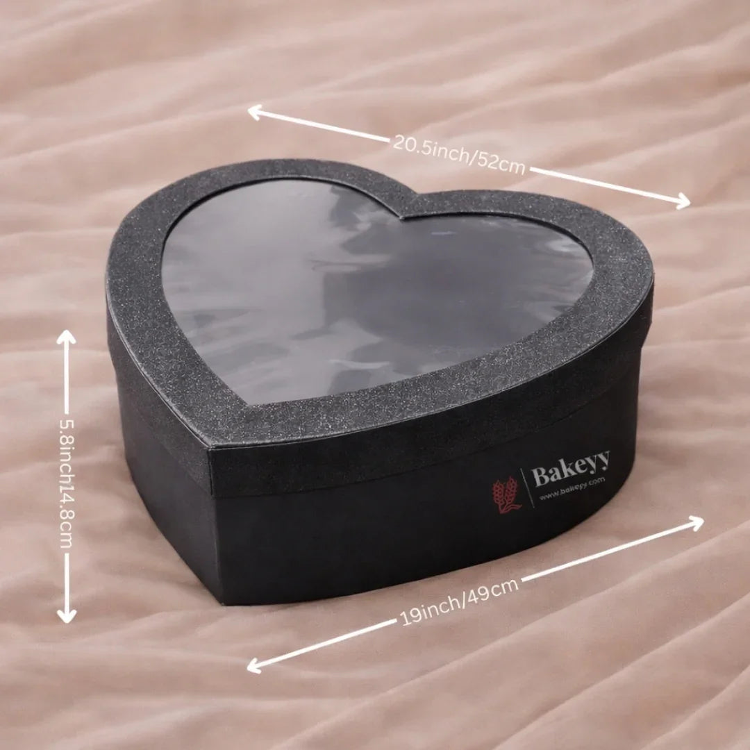 Premium Heart-Shaped Black Gift Box with Transparent Lid l Pack of 1