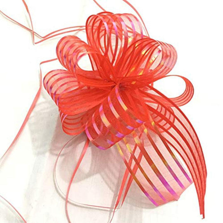 Organza Pull Bow Flower Ribbon for Gift Wrap (30mm Width) | Pack of 10 - Bakeyy.com