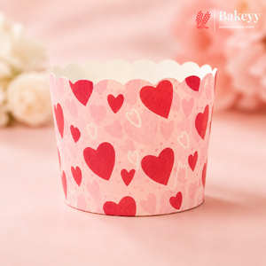 6 cm | Love Theme Printed Muffin Cup | Cupcake Paper Cups | Heart Design Baking Liners | Pack of 50