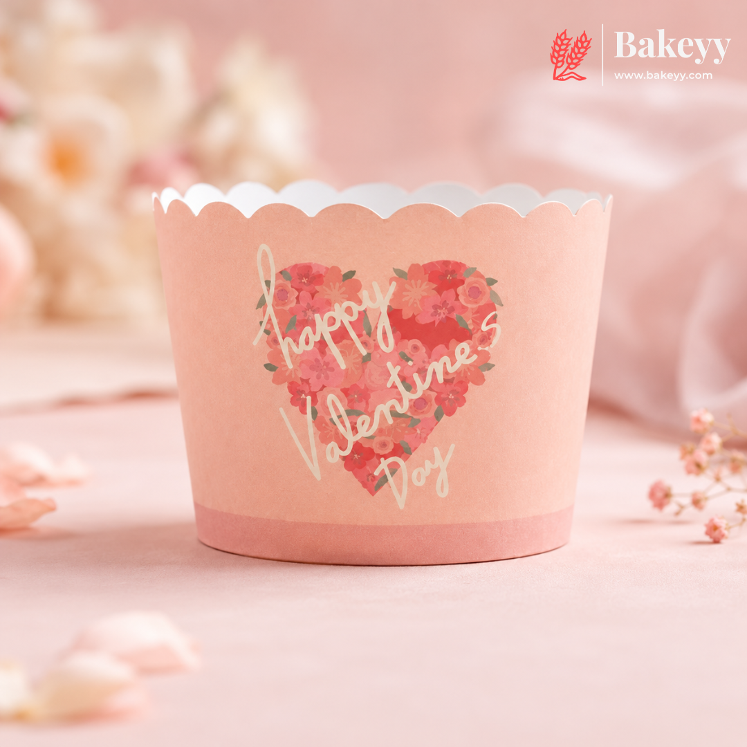 6 cm | Love Theme Printed Muffin Cup | Cupcake Paper Cups | Heart Design Baking Liners | Pack of 50
