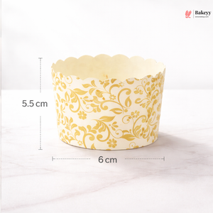 6 cm | White and Gold Floral Design Muffin Cups 1