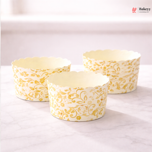 6 cm | White and Gold Floral Design Muffin Cups 3