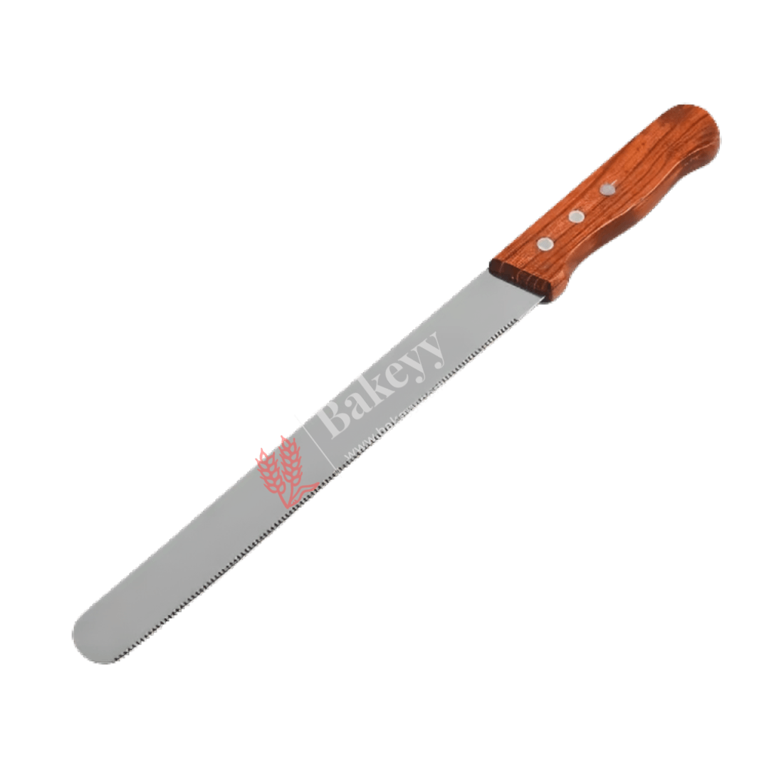 14 Inch Bread Knife Wooden Handle | Stainless Steel Blade with Strong Grip | Wooden Handle - Bakeyy.com - India - 14 Inch Bread Knife Wooden Handle | Stainless Steel Blade with Strong Grip | Wooden Handle - Default Title