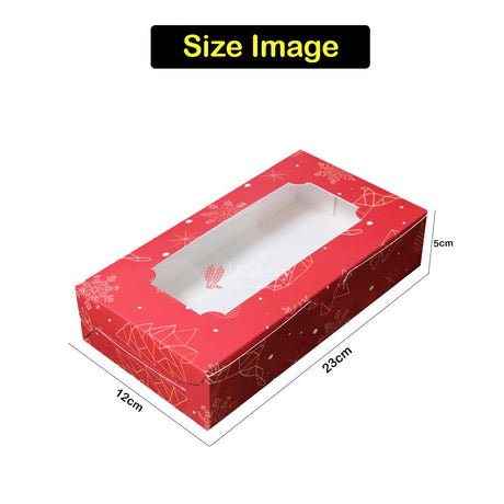 6 Brownie Box Christmas Red | With Window - Bakeyy.com - India - 6 Brownie Box Christmas Red | With Window - Pack of 10