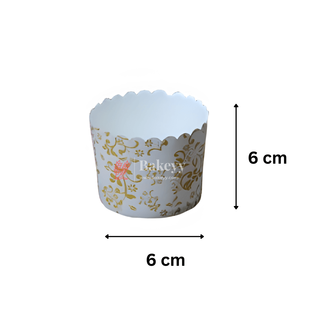 White with Golden Design | Muffin Cup | Baking Cup | 50 pcs | 6 CM - Bakeyy.com - India - White with Golden Design | Muffin Cup | Baking Cup | 50 pcs | 6 CM - Default Title