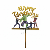 6 inch | Golden Cartoon Happy Birthday Cake Topper for Kids Birthday Party | Cartoon & Superhero Theme Cake  Decoration | Pack of 5