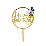 6 inch | Mickey Mouse Kids Happy Birthday Cake Topper | Golden Party Decor | pack of 5