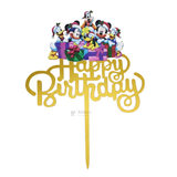 6 inch | Mickey Mouse Kids Happy Birthday Cake Topper | Golden Party Decor | pack of 5