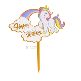 6 inch | Unicorn & Happy Birthday Cake Topper for Kids | Cute Cartoon Birthday Cake Decoration | pack of 5