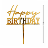 6 Inch Happy Birthday Acrylic Cake Topper | Assorted Designs | 6 Inch Size | Pack of 5