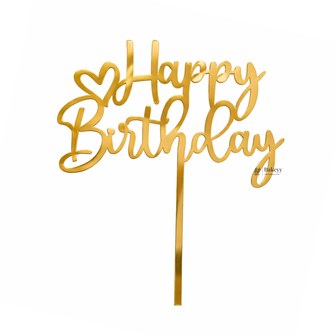 6 Inch Happy Birthday Acrylic Cake Topper | Assorted Designs | 6 Inch Size | Pack of 5