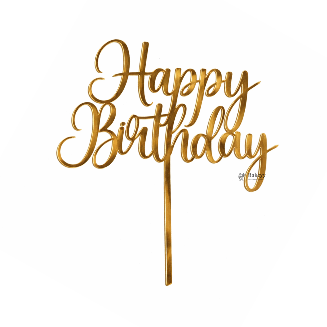 6 Inch Happy Birthday Acrylic Cake Topper | Assorted Designs | 6 Inch Size | Pack of 5
