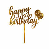 6 Inch Happy Birthday Acrylic Cake Topper | Assorted Designs | 6 Inch Size | Pack of 5