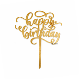 6 Inch Happy Birthday Acrylic Cake Topper | Assorted Designs | 6 Inch Size | Pack of 5