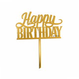 6 Inch Happy Birthday Acrylic Cake Topper | Assorted Designs | 6 Inch Size | Pack of 5