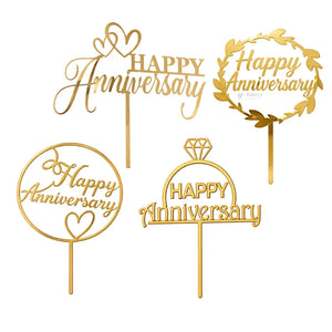 6 Inch | Happy Anniversary Cake Topper | Pack of 5 - Bakeyy.com - India - 6 Inch | Happy Anniversary Cake Topper | Pack of 5 - Design 1 125.00