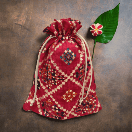 13x18 CM Bandhini Potli Bag Return Gifts For Ladies | Rose Pink Colour | Pack Of 10 - Bakeyy.com - India - 13x18 CM Bandhini Potli Bag Return Gifts For Ladies | Rose Pink Colour | Pack Of 10 - Default Title